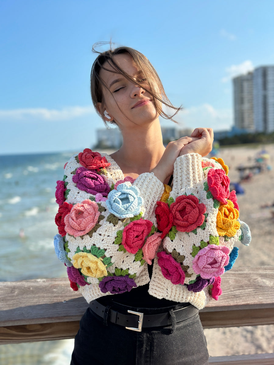 Crochet Rose Garden Jacket Cardigan Granny Square PDF Crochet Rose Garden Jacket Cardigan Granny Square PDF