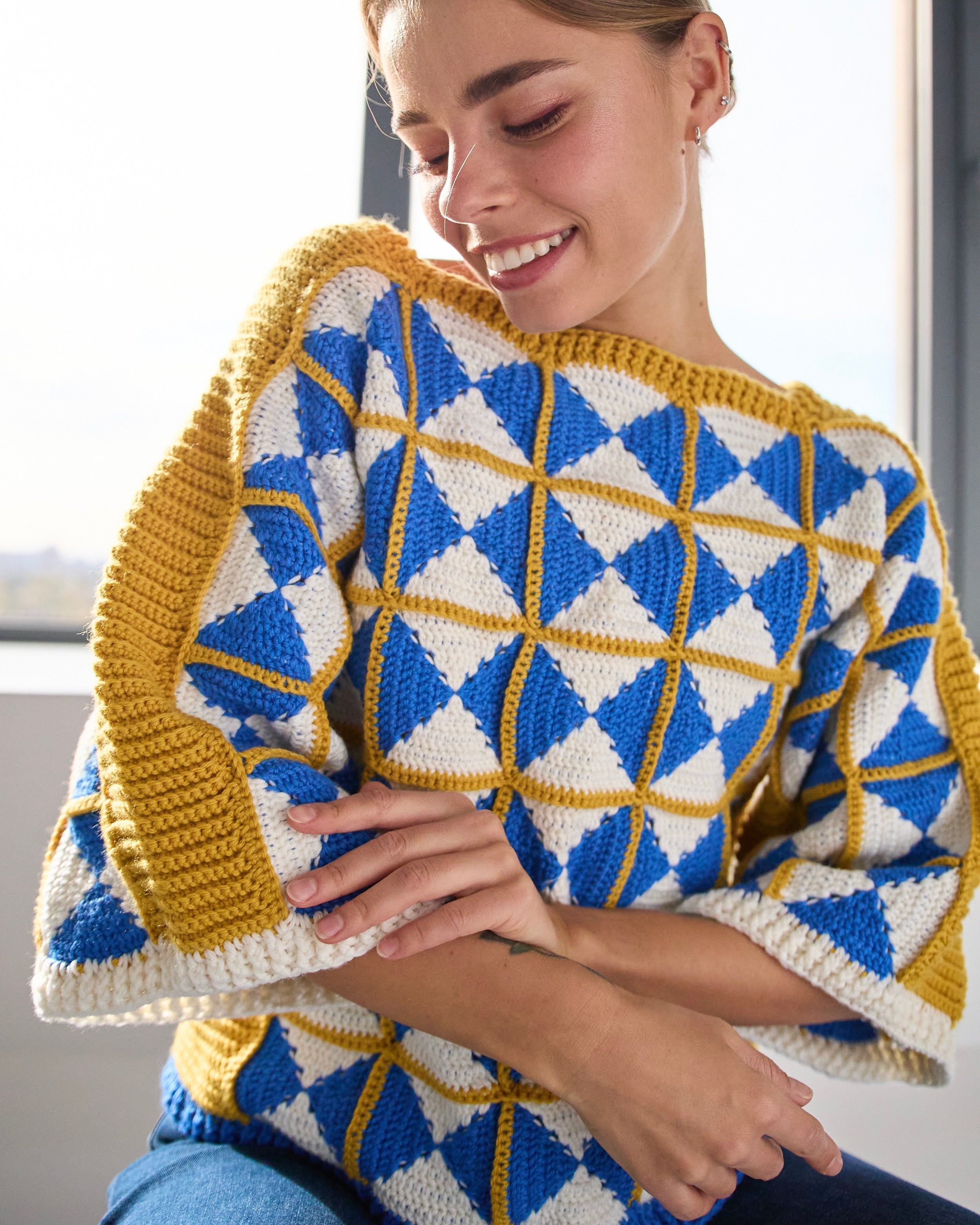 Crochet Blue Matrix Sweater PDF Pattern (instant download)