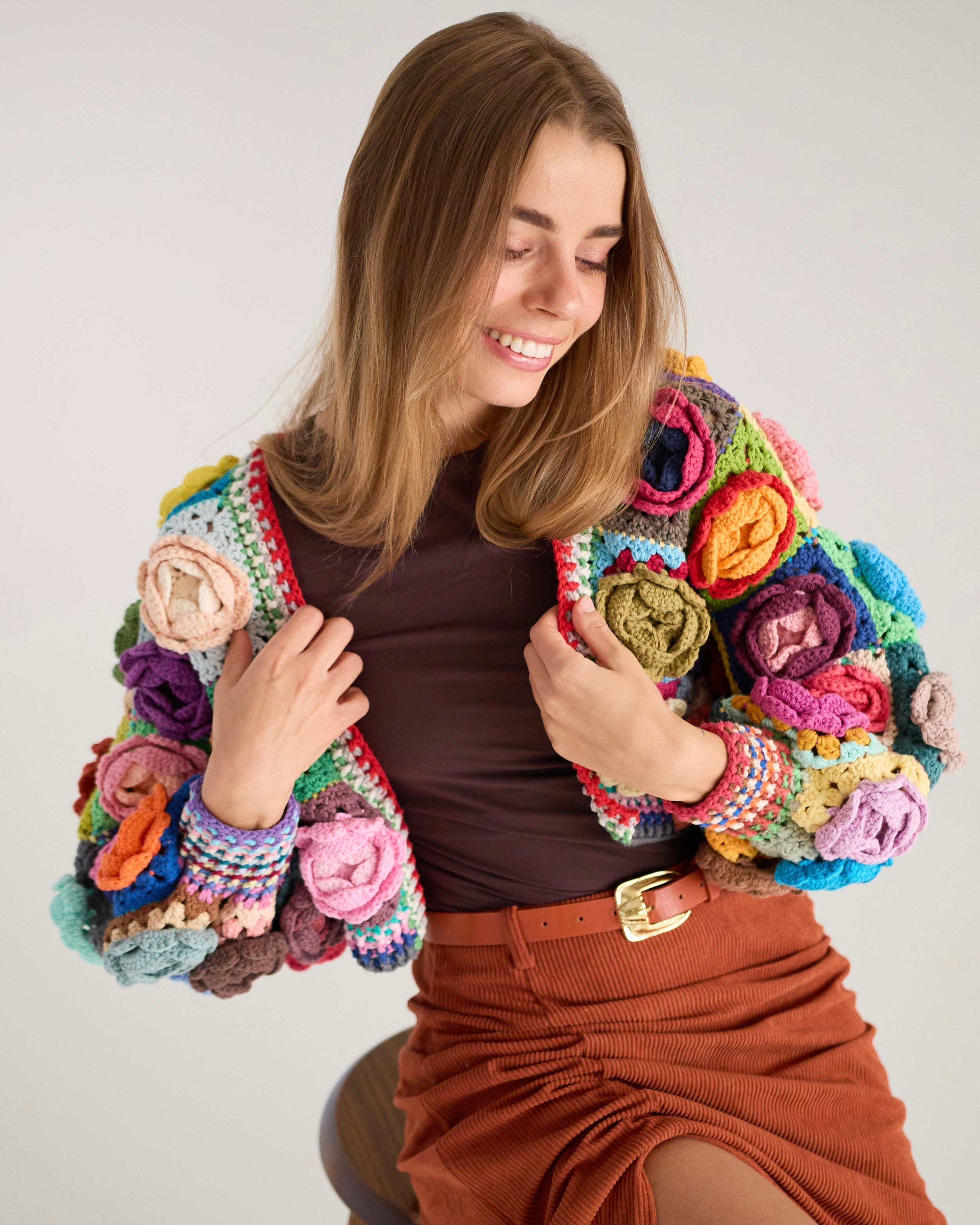 Crochet Rose Garden Jacket Cardigan Granny Square PDF Pattern (instant download)