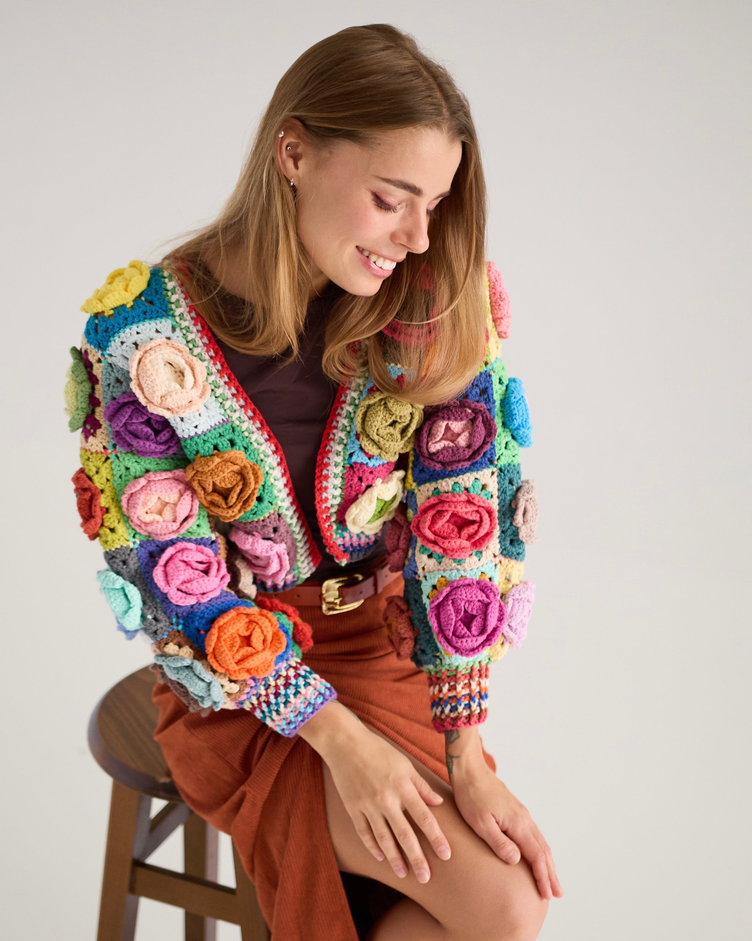 Crochet Rose Garden Jacket Cardigan Granny Square PDF Pattern (instant download)