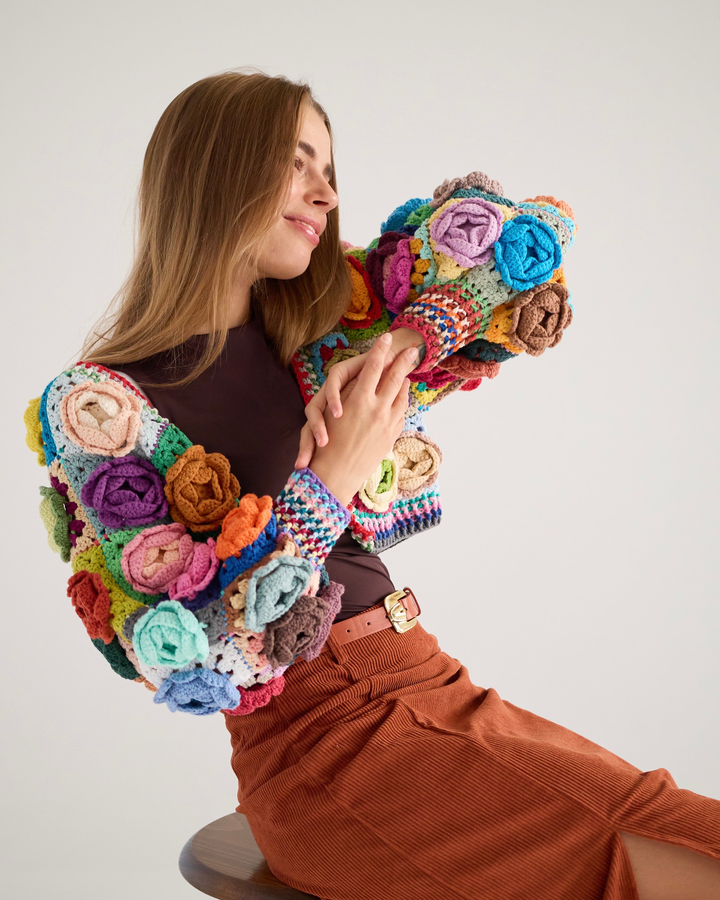 Crochet Rose Garden Jacket Cardigan Granny Square PDF Pattern (instant download)