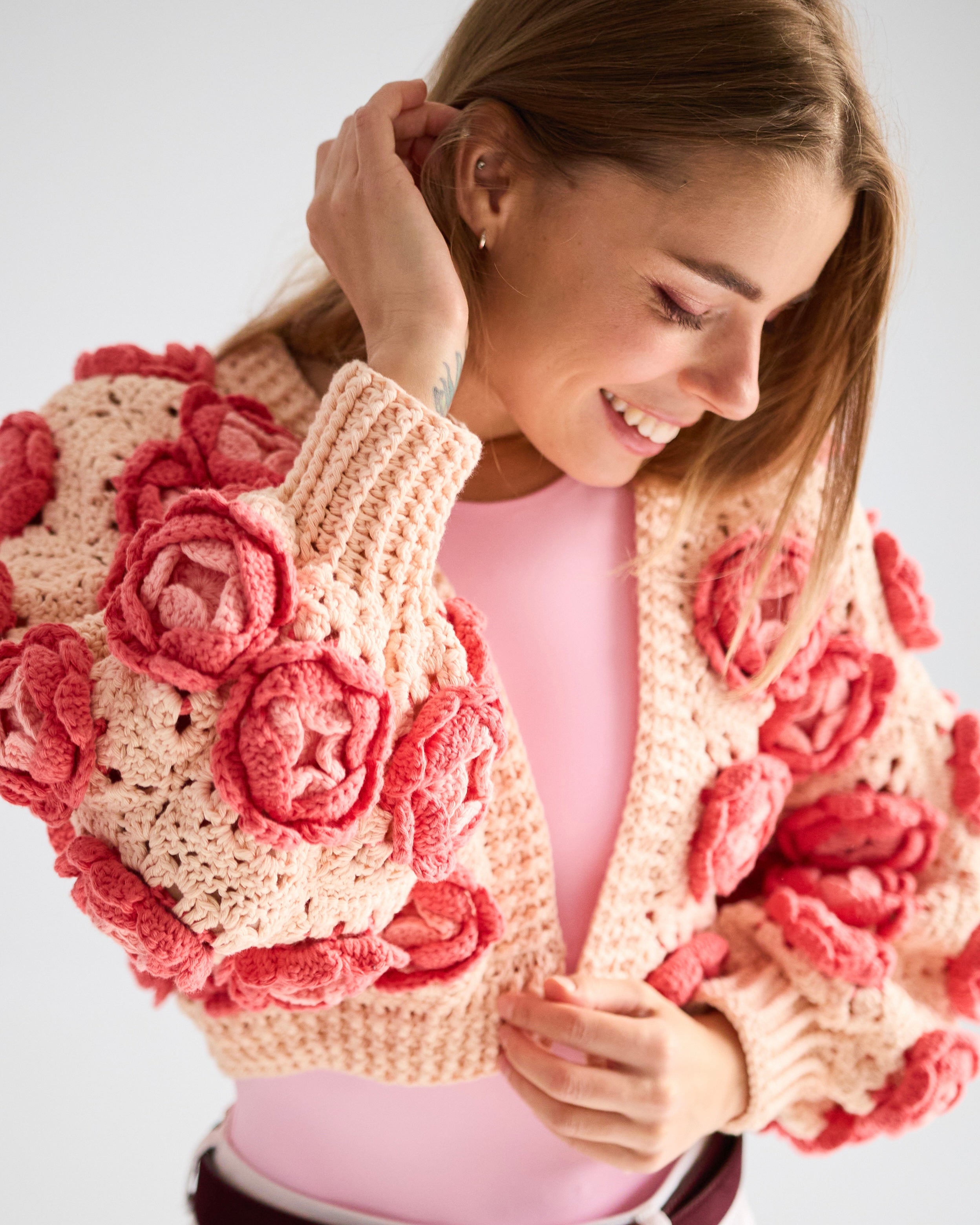 Crochet Rose Garden Jacket Cardigan Granny Square PDF Pattern (instant download)