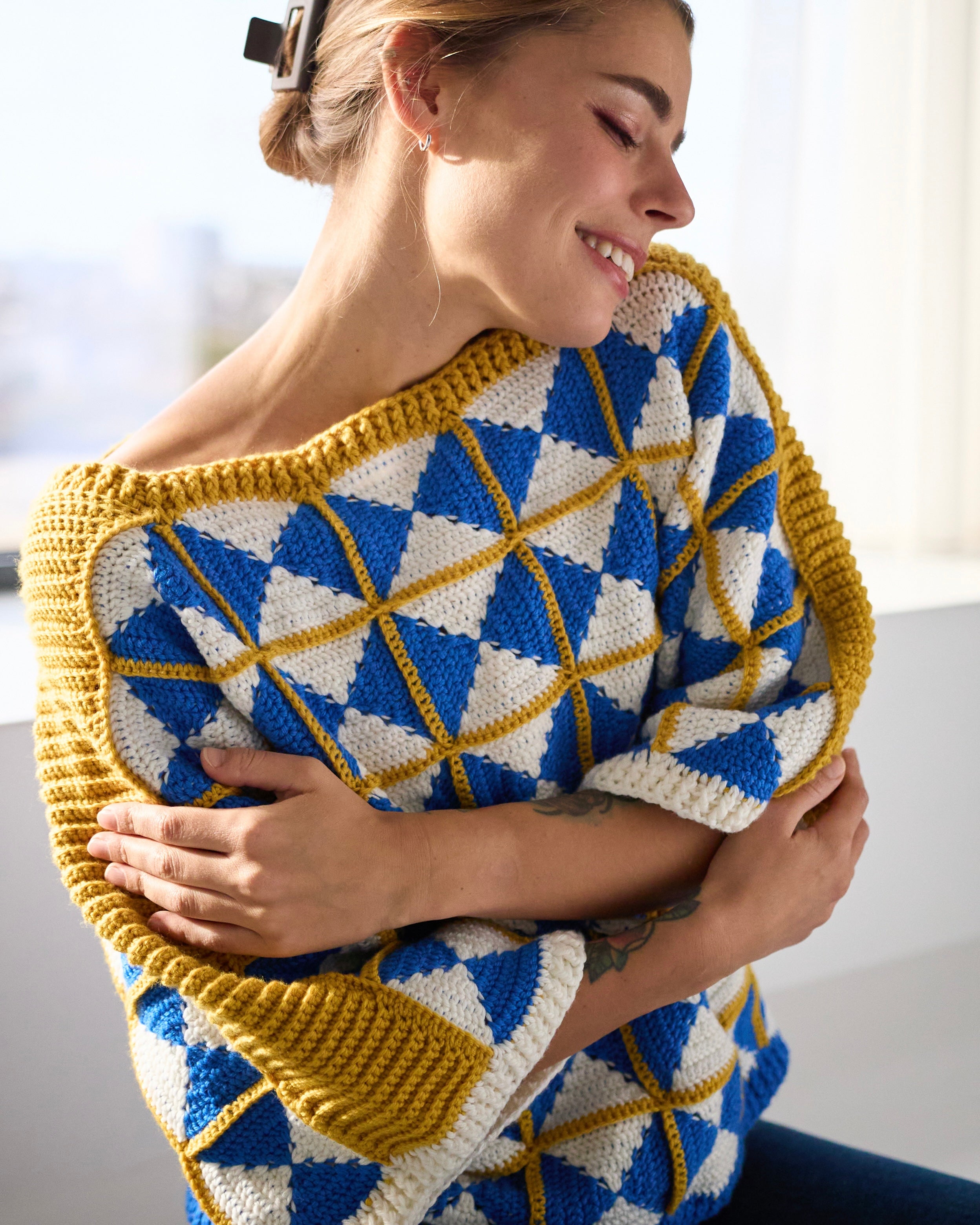 Crochet Blue Matrix Sweater PDF Pattern (instant download)