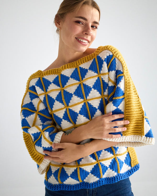 Crochet Blue Matrix Sweater PDF Pattern (instant download)