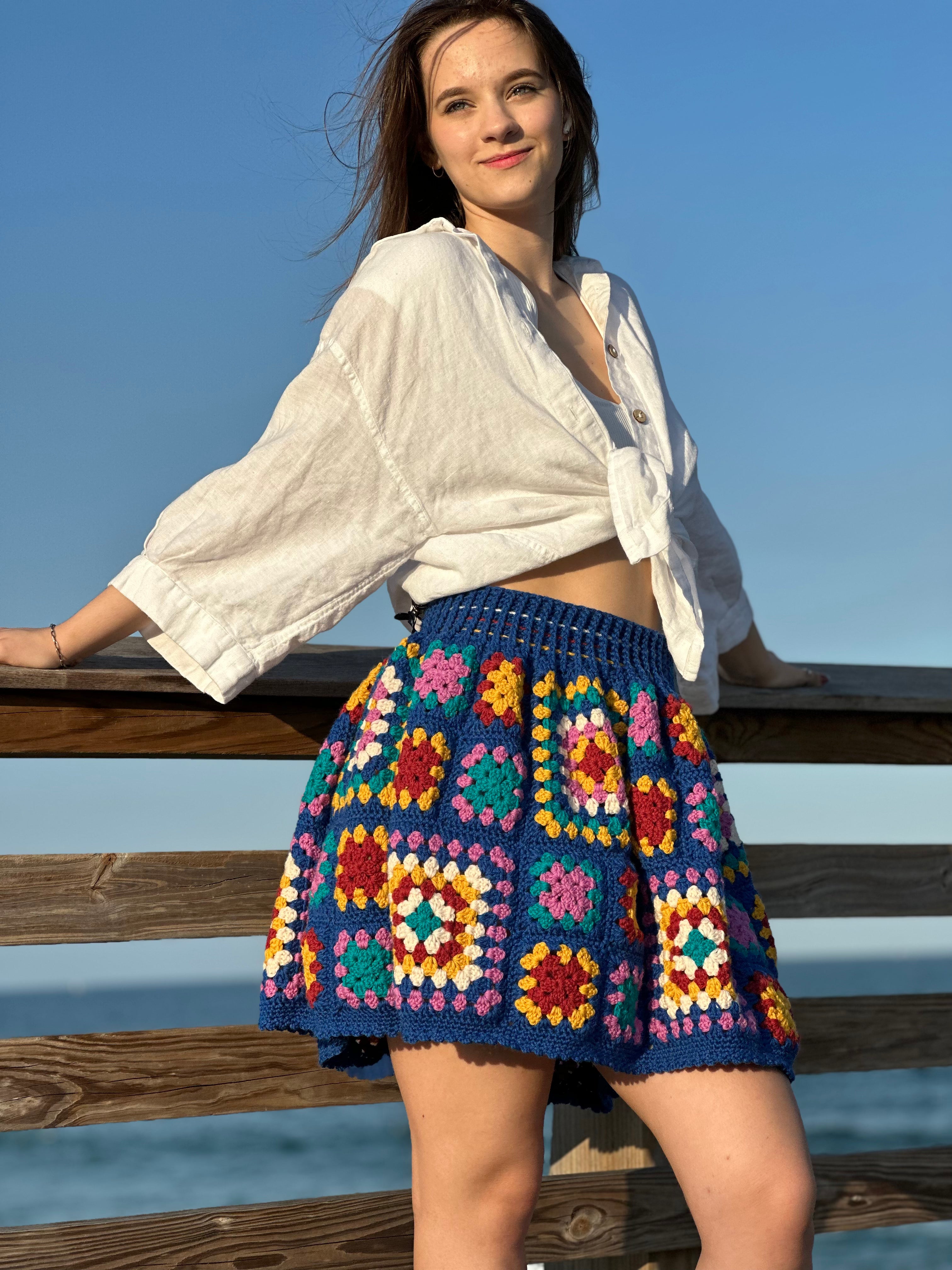 Crochet Granny Square Skirt PDF Pattern (instant download)