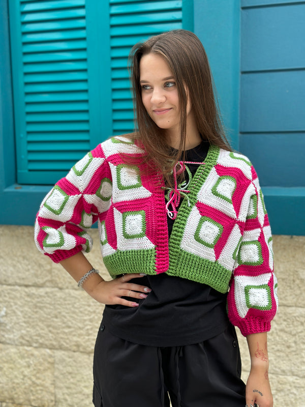 Crochet Geometry Jacket Amanda Granny Square PDF Pattern (instant download)