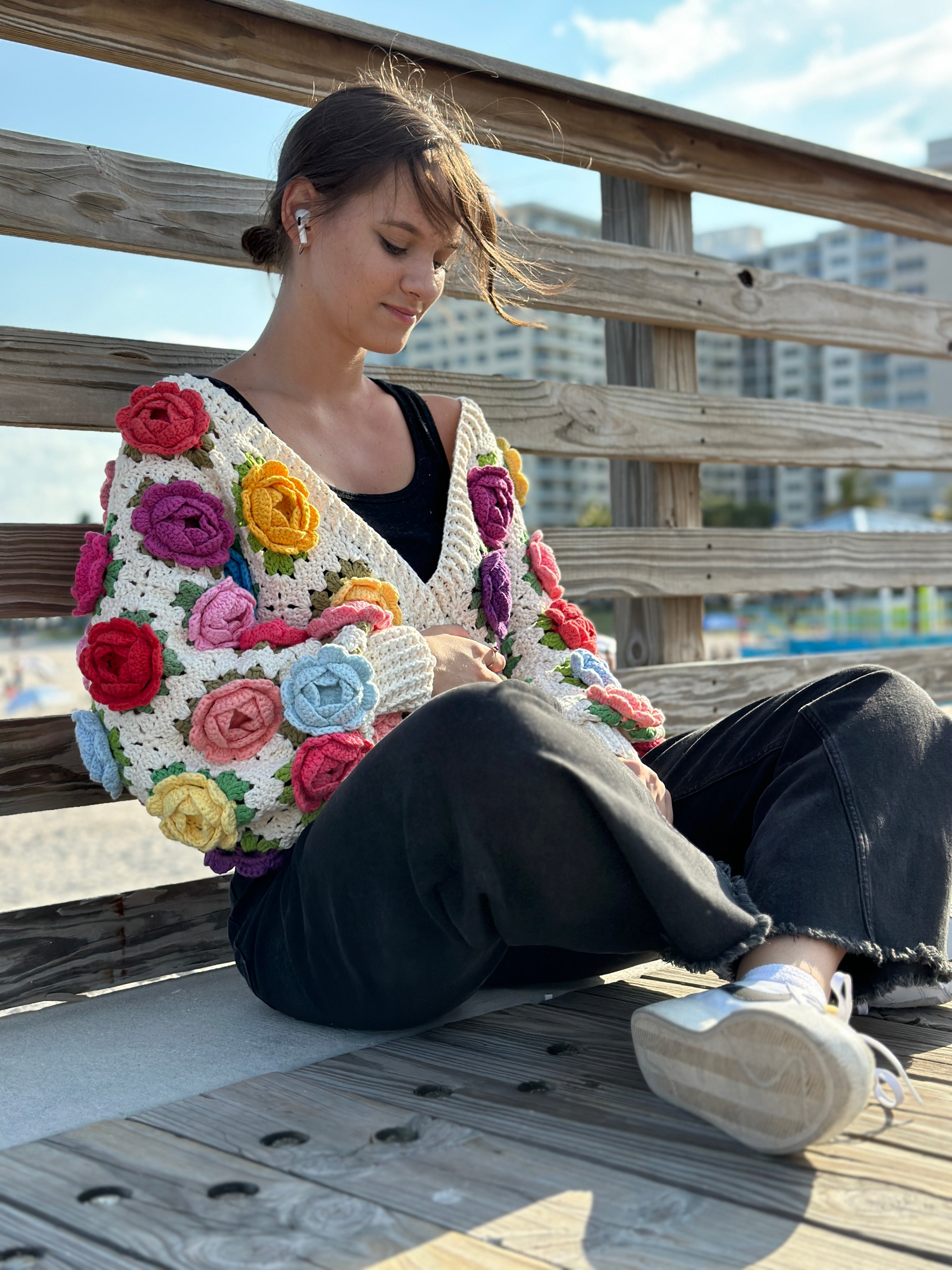 Rose Kimono Cardigan Crochet PDF Pattern
