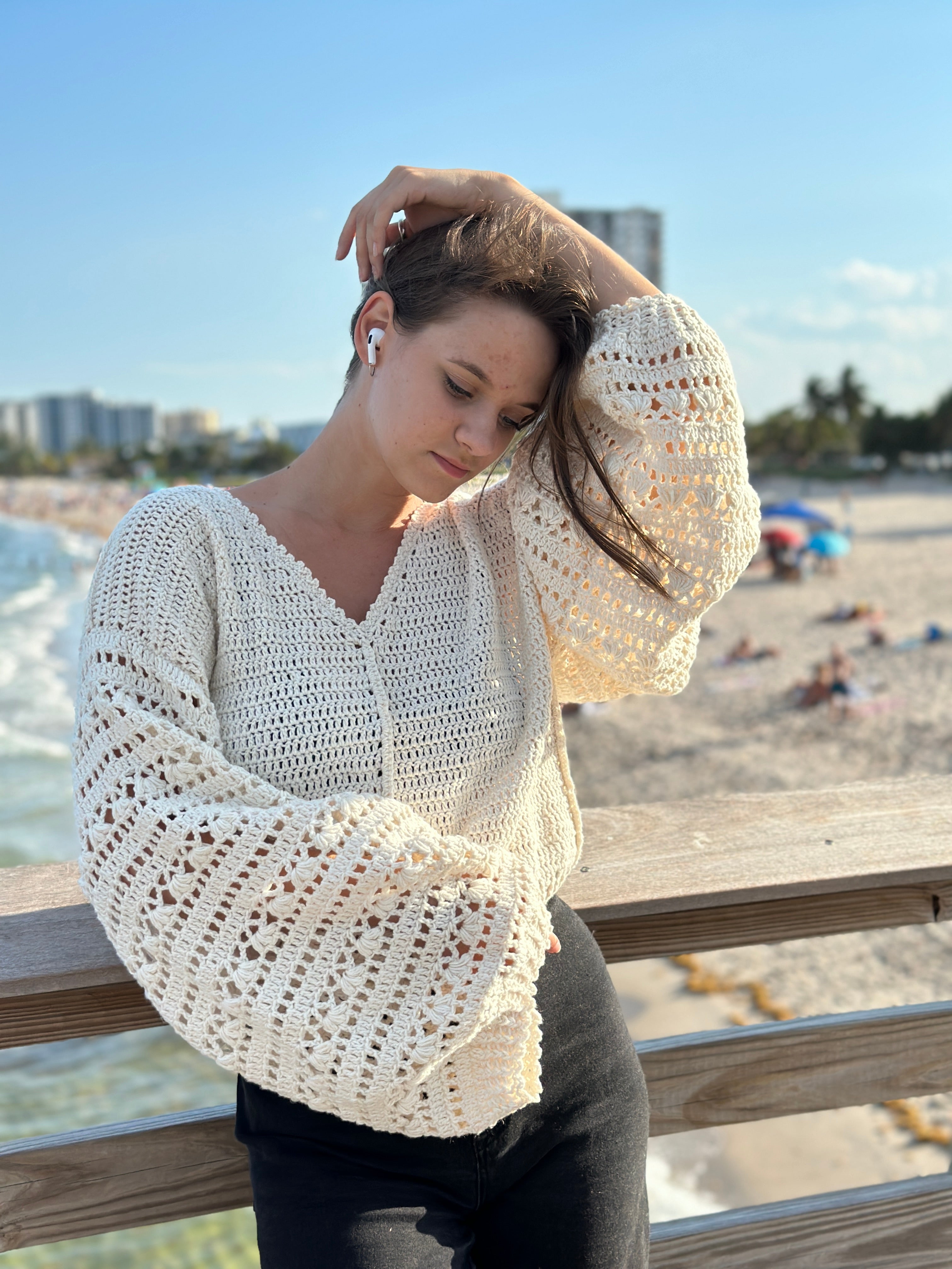 Crochet White Lace Sweater PDF Pattern (instant download)