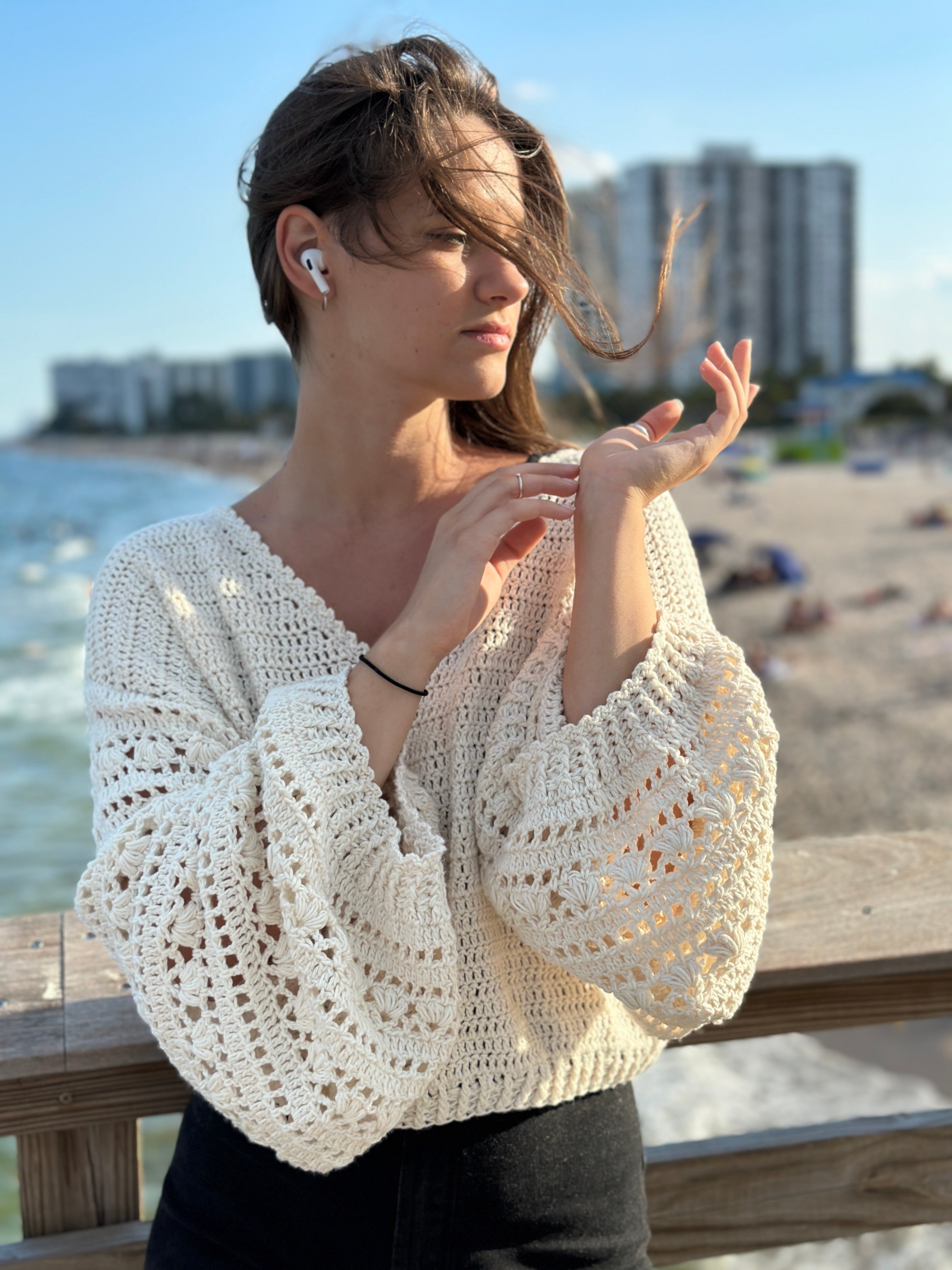 Crochet White Lace Sweater PDF Pattern (instant download)