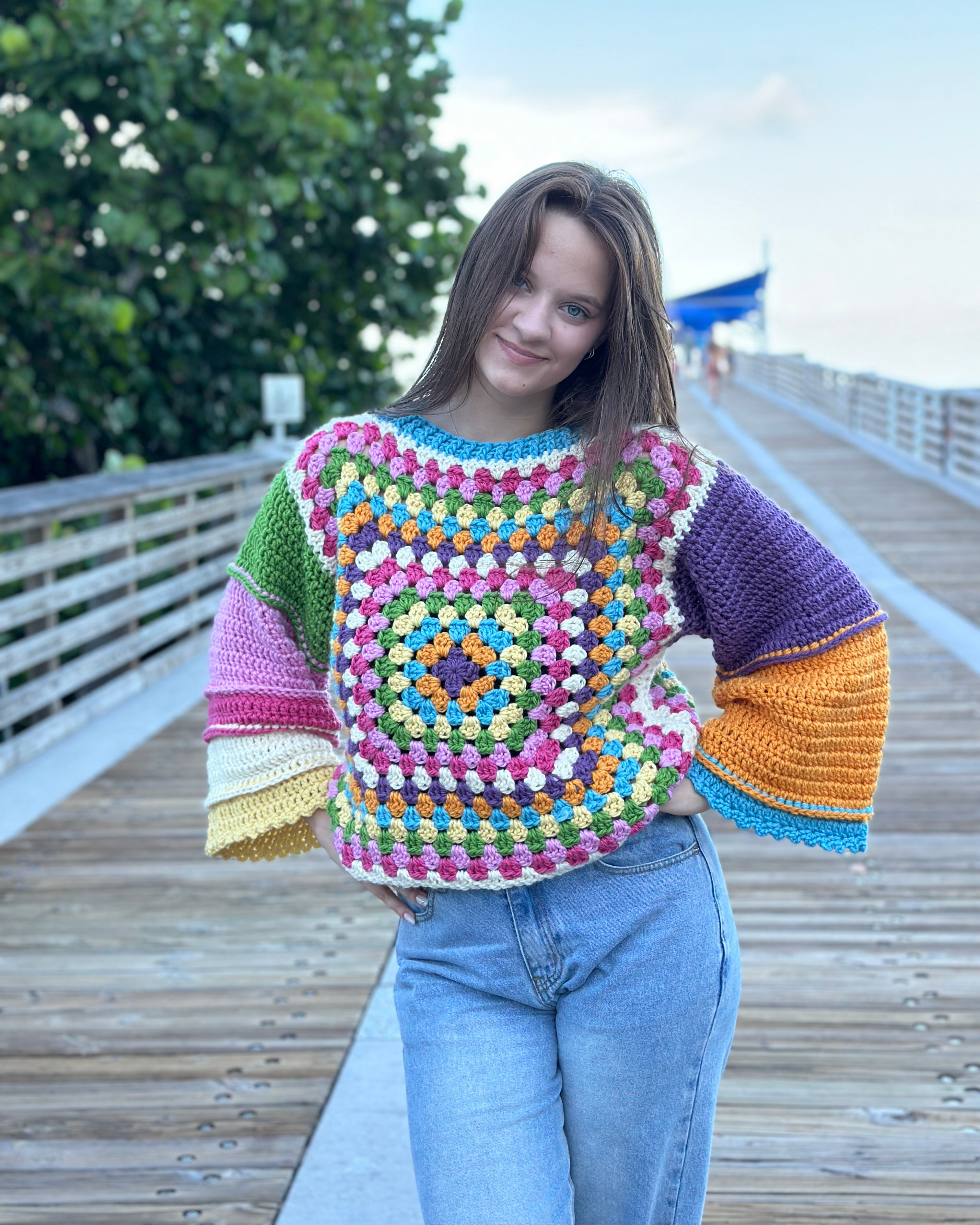 Crochet Amelie Granny Square Sweater  PDF Pattern (instant download)