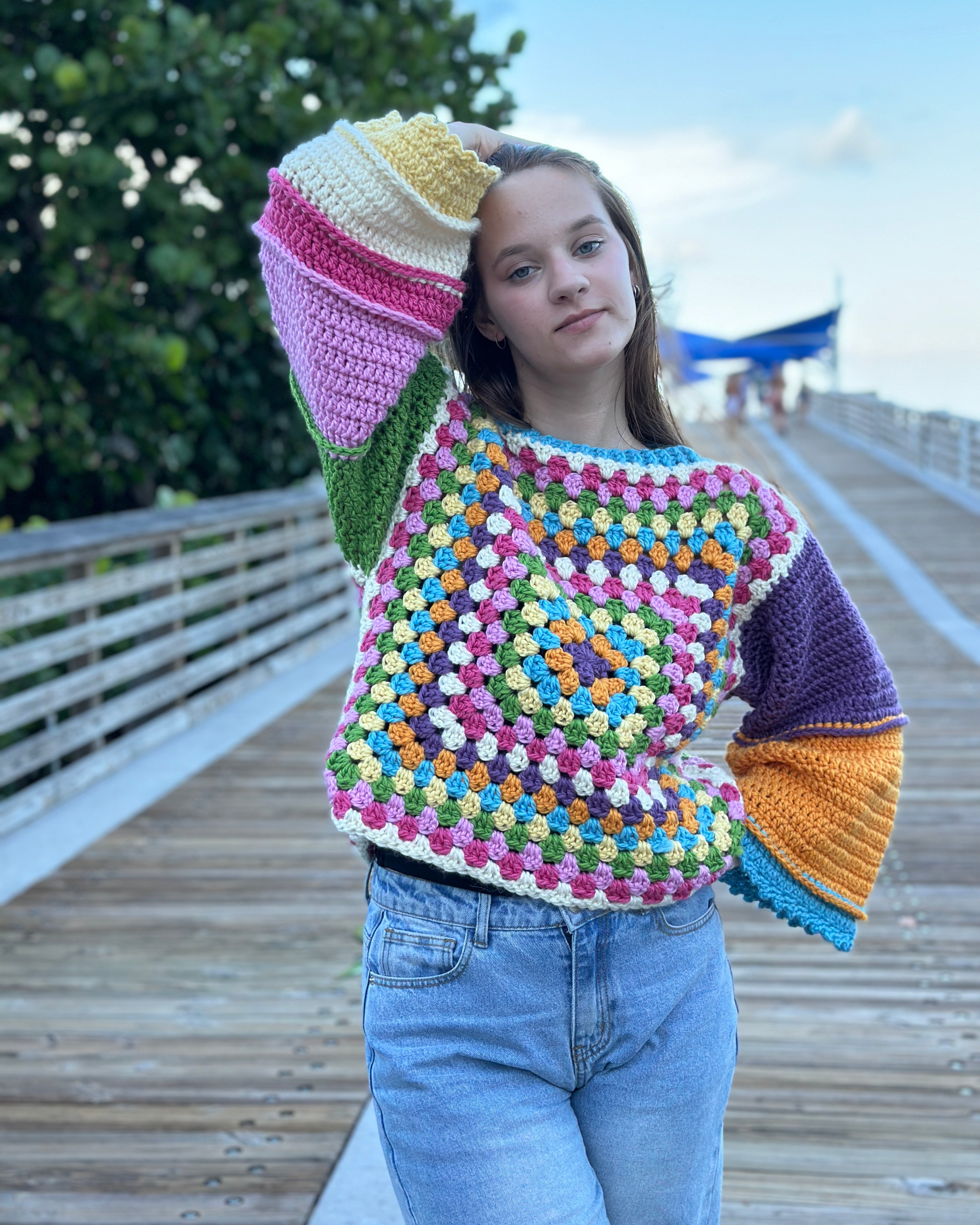 Crochet Amelie Granny Square Sweater  PDF Pattern (instant download)