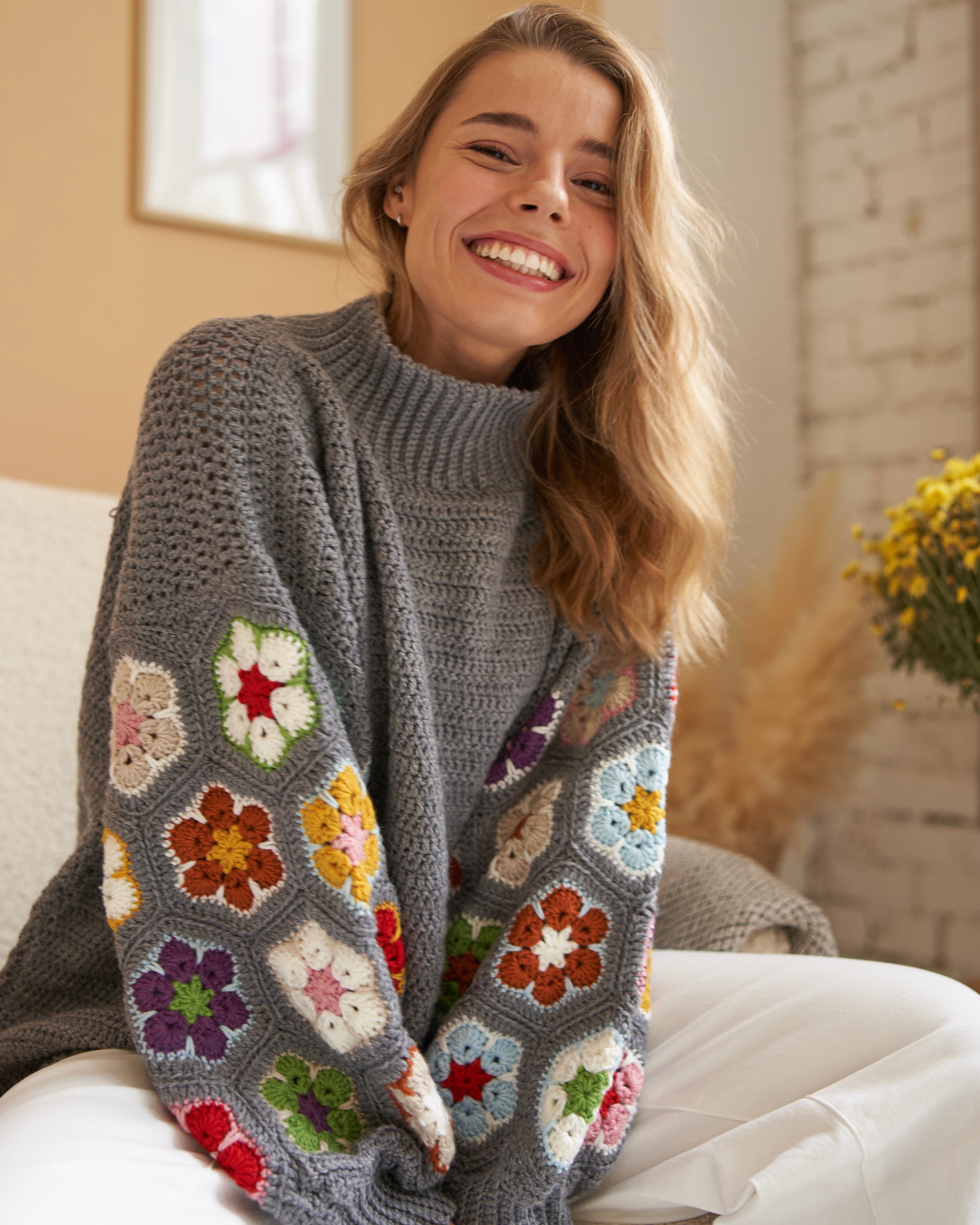 Crochet African Flower sweater PDF Pattern (instant download)