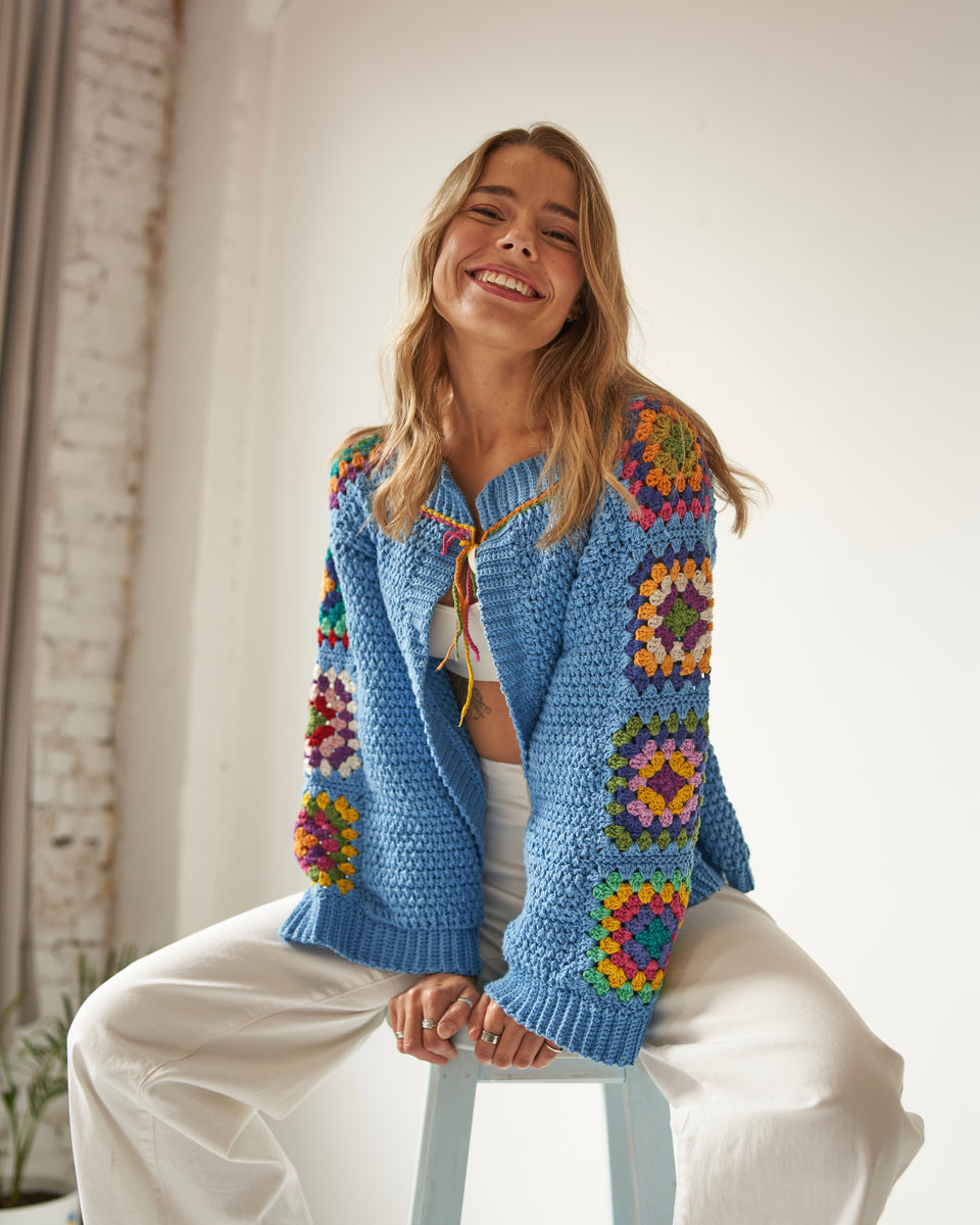 Country Style Granny Square Jacket Crochet PDF Pattern (Instant downlo ...