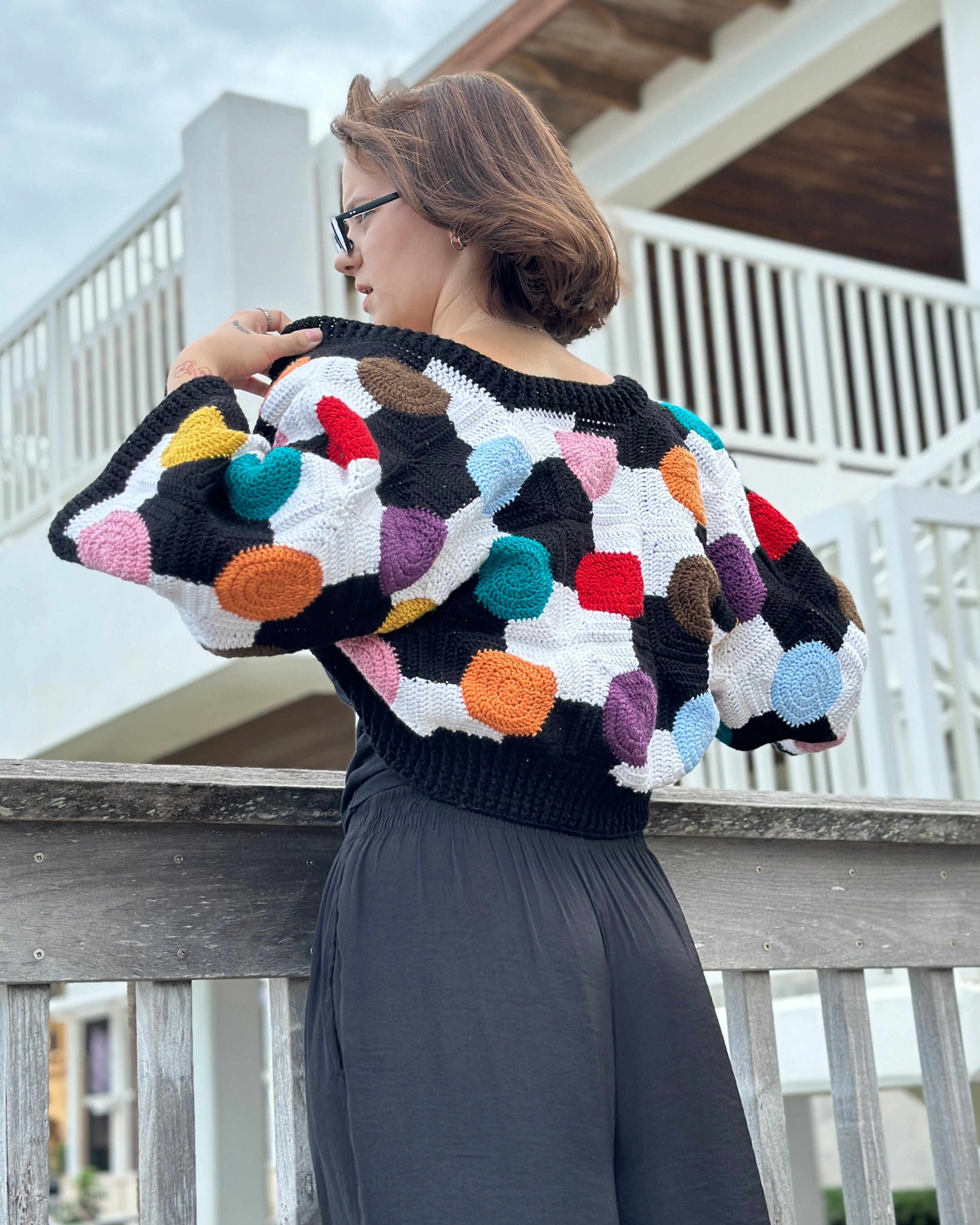 Crochet Confetti Geometry Jacket  PDF Pattern (instant download)