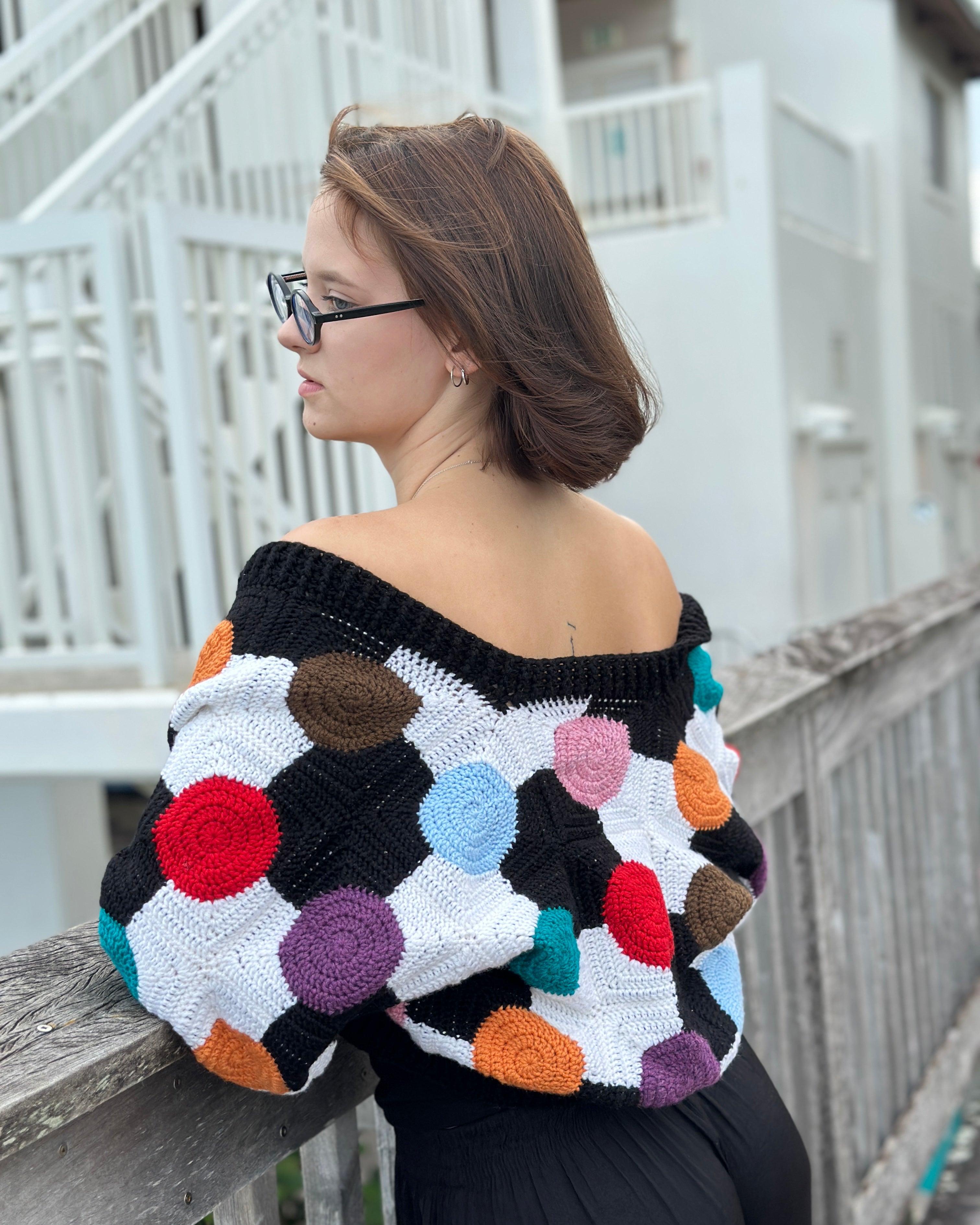 Crochet Confetti Geometry Jacket  PDF Pattern (instant download)