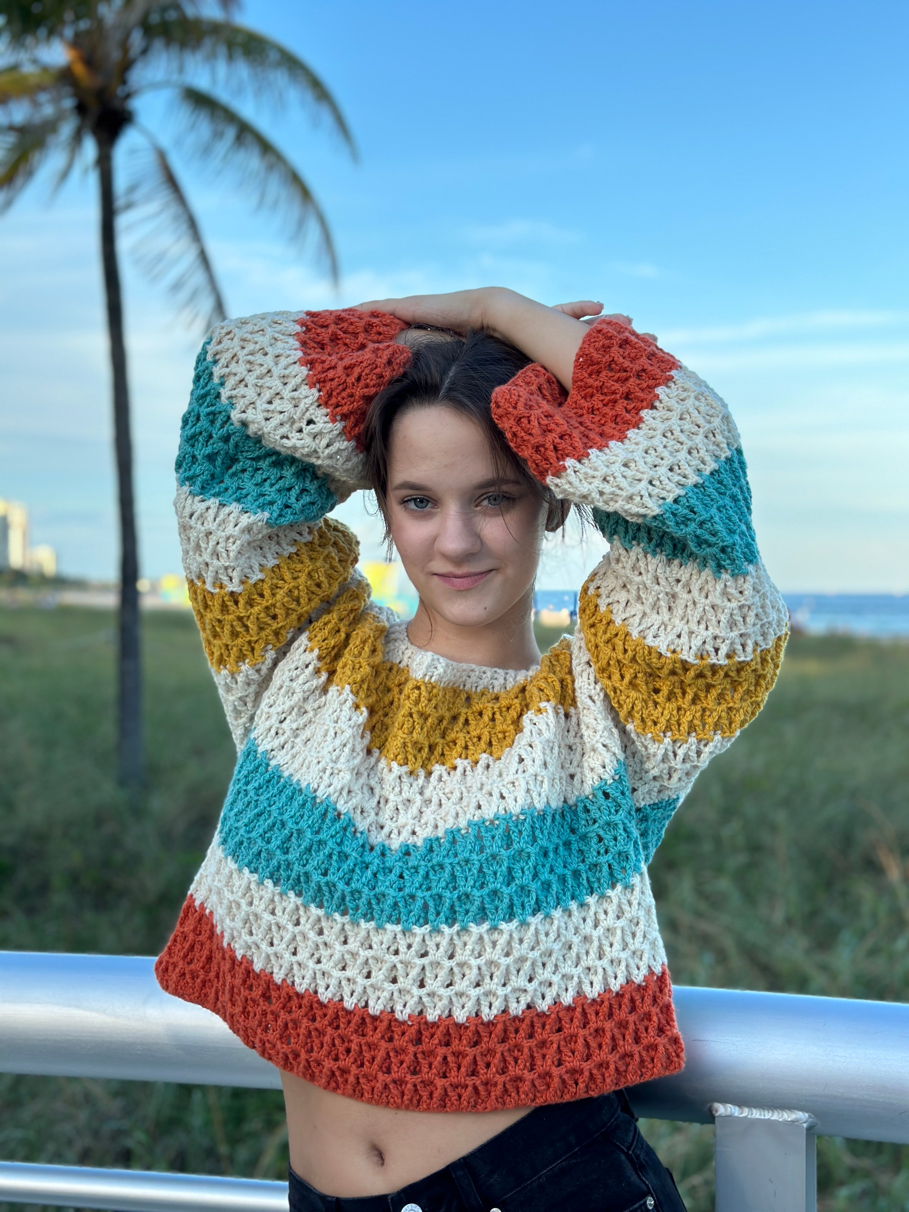 Crochet Coral Coast Cascade Sweater PDF Pattern (instant download)