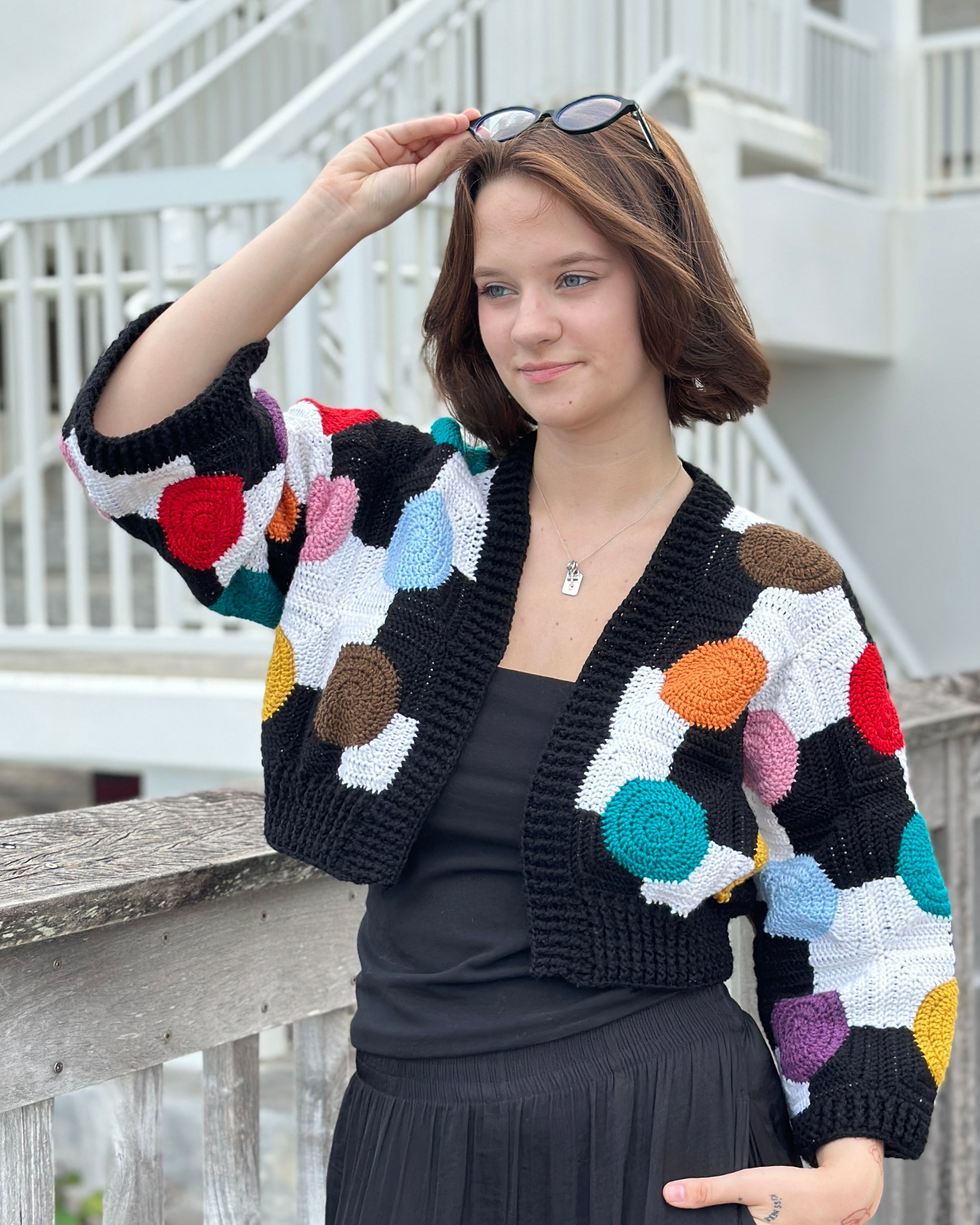 Crochet Confetti Geometry Jacket  PDF Pattern (instant download)