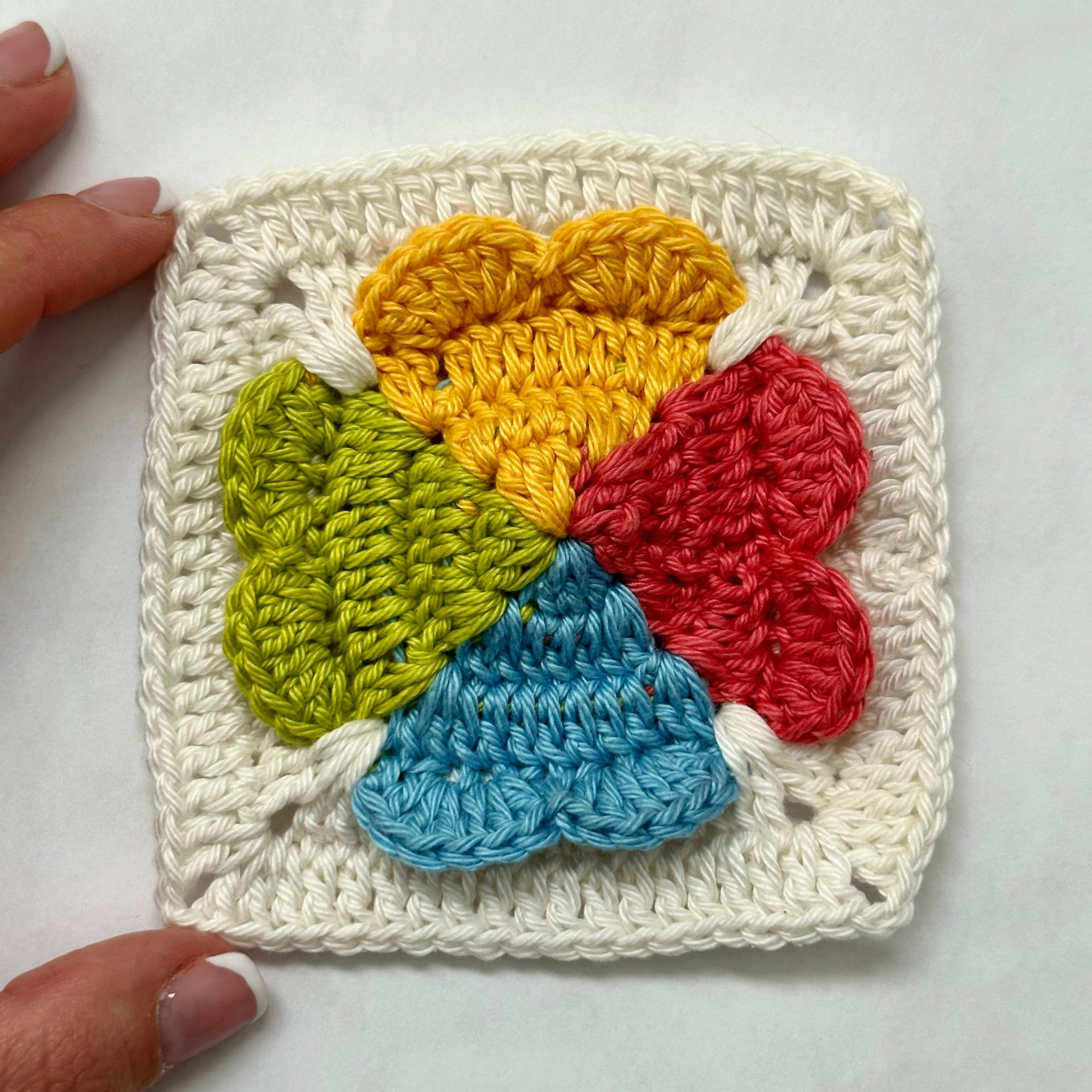 Four Hearts Granny Square Crochet PDF PATTERN (instant download)