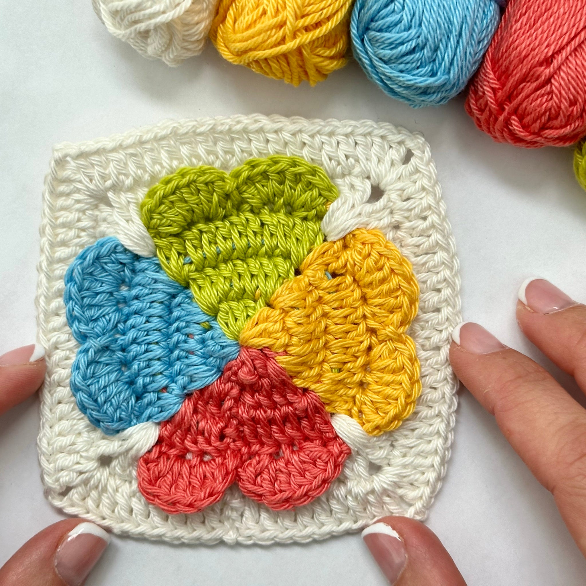 Four Hearts Granny Square Crochet PDF PATTERN (instant download)