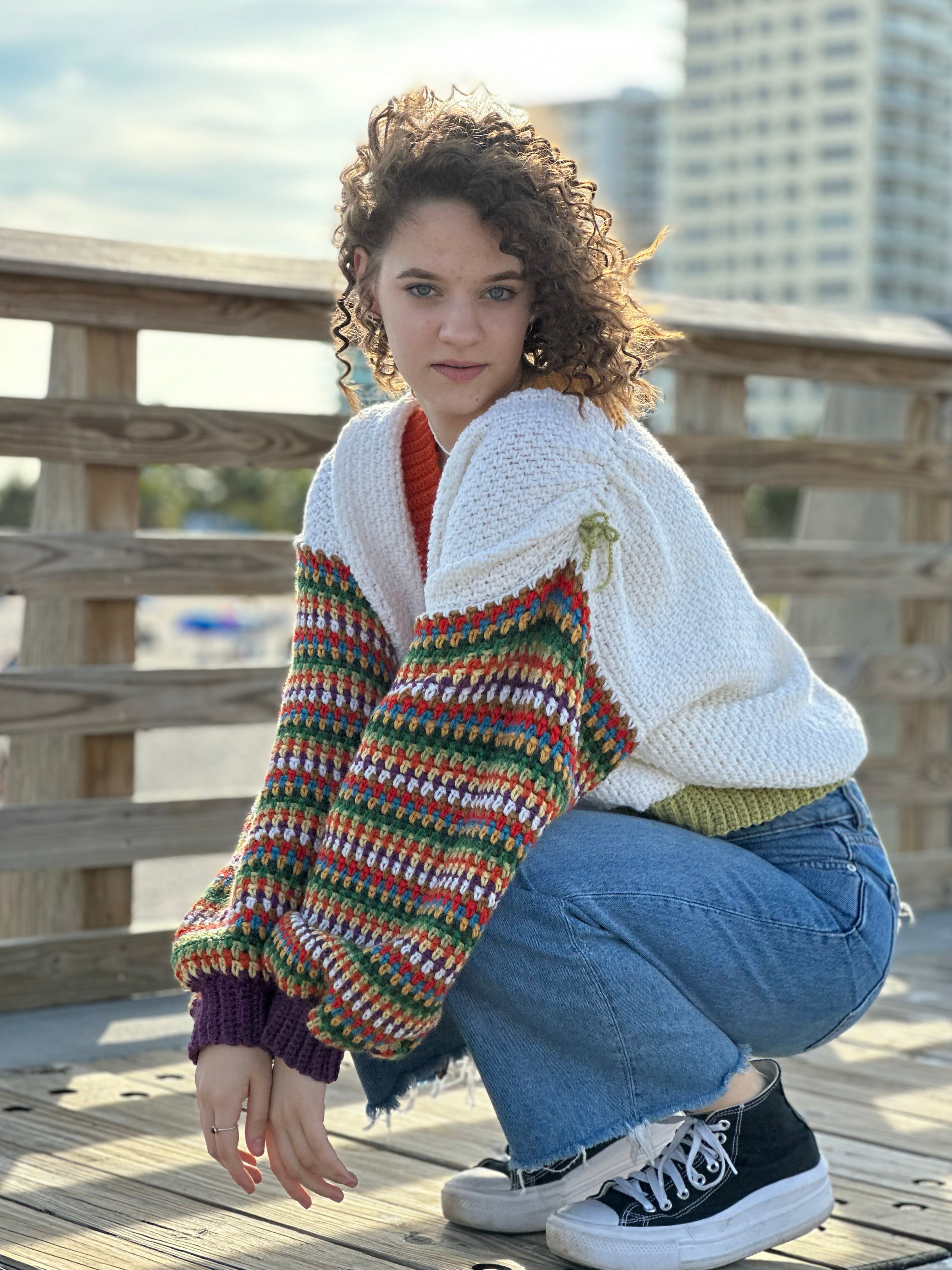 Cozy Linen Stitch Sweater Crochet PDF Pattern (instant download)