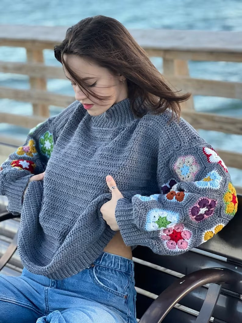 Crochet African Flower sweater PDF Pattern (instant download)